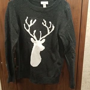 Loft Charcoal Deer Sweater